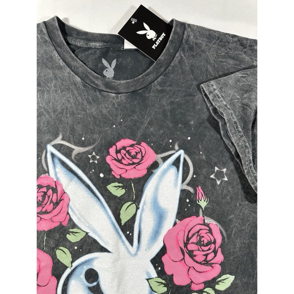 Playboy T-Shirt Men's Large Black Acid Wash New W/Tags Graphic Art - Picture 1 of 10